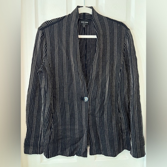 Giorgio Armani Women's Black‎ Pinstripe Blazer Size 46